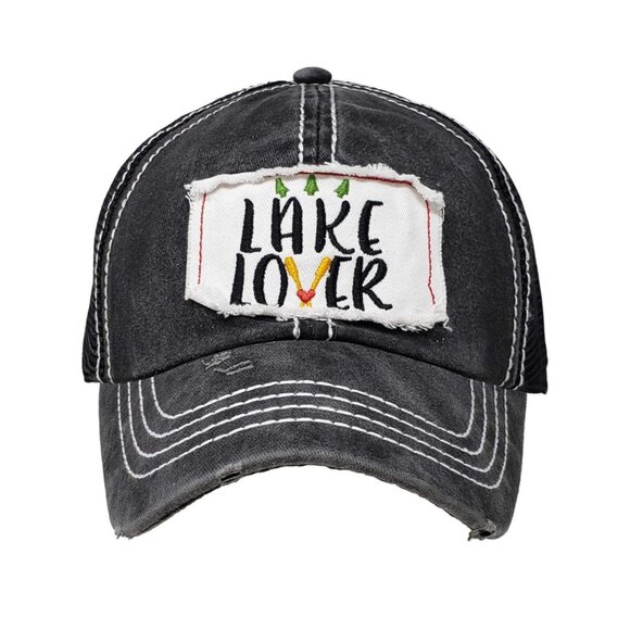 🍒 2/$20 🍒 Mesh Distressed Patch Trucker Hat Lake Lover - Picture 1 of 4